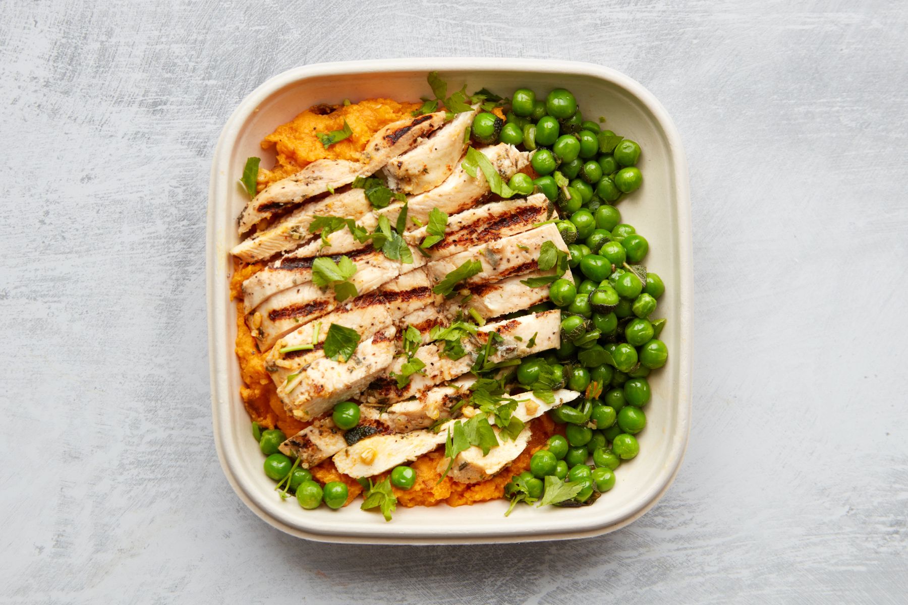 Lions Prep - Chargrilled Chicken with Sweet Potato Mash, Sage Buttered Peas & Honey Mustard Sauce